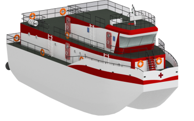 “MV Dewandaru”, Desain Kapal Ambulan Yang Meraih Jura III di Kontes Kapal Cepat Tak Berawak Nasioanal (KKCTBN) 2020